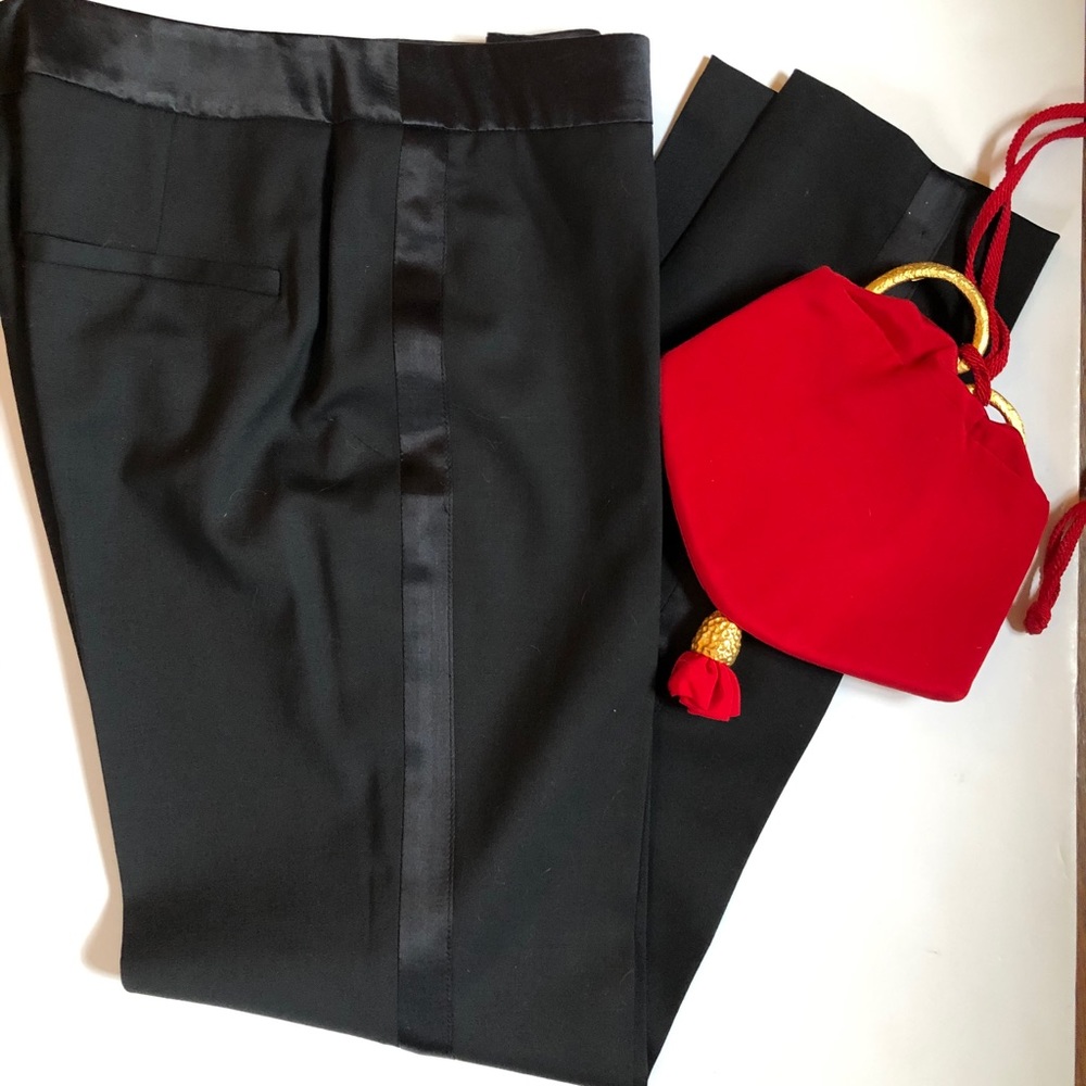 Milly Black Wool Tuxedo Dress Pants Sz: 2